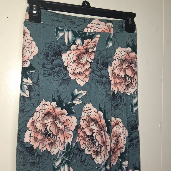 Floral Maxi Skirt in Teal with Blush Pink Blooms - Picture 2 of 4